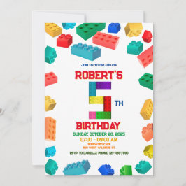 5番目の建物ブロック誕生日 招待状