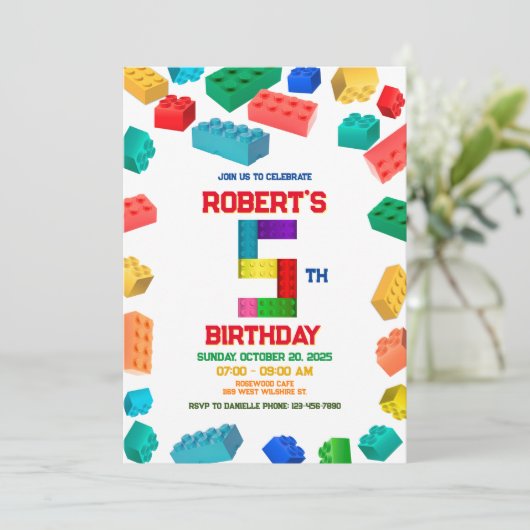 5番目の建物ブロック誕生日 招待状 (スタンド正面)