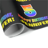 5番目の誕生日はっきりした:,おもしろい,シンプル虹, 5 ラッピングペーパー (ロールコーナー)