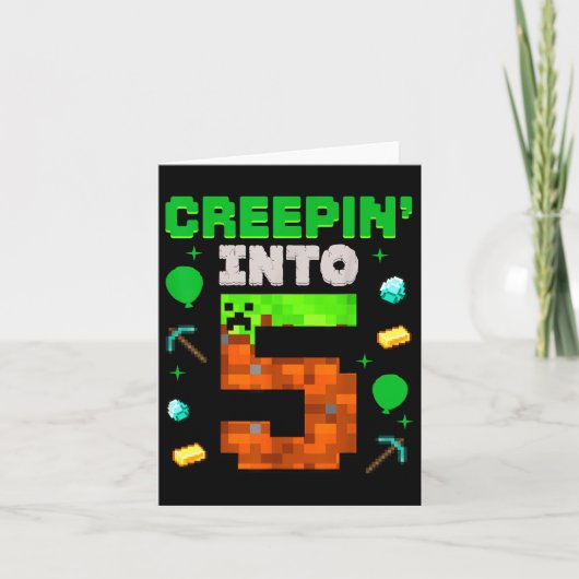 5番目の誕生日ゲーマーピクセルCreepin'に5つのビデオゲーム カード (正面)