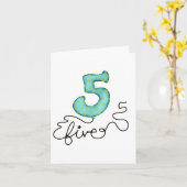 5番目の誕生日バルーンカード カード (黄色い花)