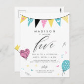 5番目の誕生日 |かわいいドードル誕生日パーティー ポストカード (正面/裏面)
