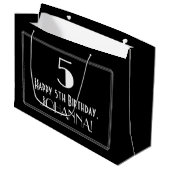 5番目の誕生日:アールデコインスパイアスタイル「5」、名前 ラージペーパーバッグ (正面アングル)