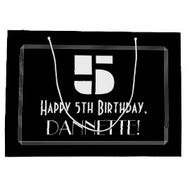 5番目の誕生日～インスパイアアールデコの外観"5" +名前 ラージペーパーバッグ