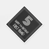 5番目の誕生日:インスパイアアールデコの検索: "5" +名前 スタンダードランチョンナプキン (角)