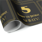 5番目の誕生日-インスパイアアールデコルック「5」 & Name ラッピングペーパー (ロールコーナー)