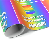 5番目の誕生日: カラフル、おもしろいレインボーパターン# 5 ラッピングペーパー (ロールコーナー)