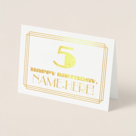 5番目の誕生日、名前+アールデコインスパイアの外観「5」 箔カード (正面)