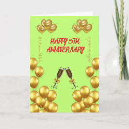 5祝周年結婚愛と喜び サンキューカード