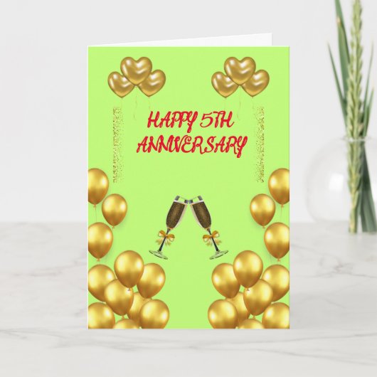 5祝周年結婚愛と喜び サンキューカード (正面)