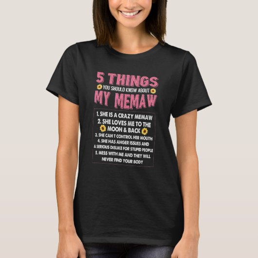 5私のMemaw母D Tシャツ (正面)