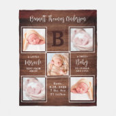 5素朴パーソナライズされたフォトコラージュ新生児 フリースブランケット (正面)