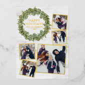 5素朴フォトコラージュ緑のクリスマス金ゴールド 箔シーズンカード (正面)