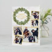 5素朴フォトコラージュ緑のクリスマス金ゴールド 箔シーズンカード (立ち正面)