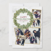 5素朴写真コラージュ緑のバーガンディのクリスマス シーズンカード (正面)