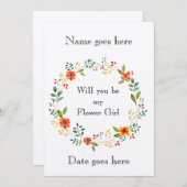 5素朴時間365日、私のフラワー·ガールの招待を受けてください。 招待状 (正面/裏面)