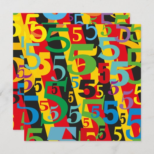 5結婚周年記念のカラフルレトロ 招待状 (正面/裏面)