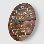 5結婚周年記念ウッドミセス素朴ズ ラージ壁時計 (傾斜)