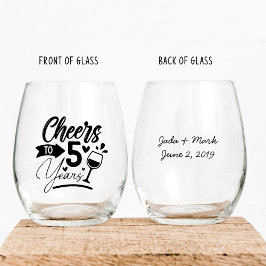5結婚周年記念エレガントお祝い ステムなしワイングラス