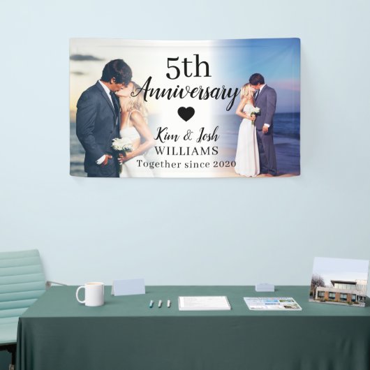 5結婚周年記念カスタム2フォトコラージュ 横断幕 (トレードショー)
