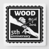 5結婚周年記念ハンズウッド スクエア壁時計 (正面)