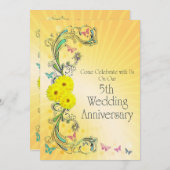 5結婚周年記念パーティの招待状 招待状 (正面/裏面)