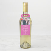 5結婚周年記念写真ピンクの宝石ハート ボトルネックタグ (ボトル)