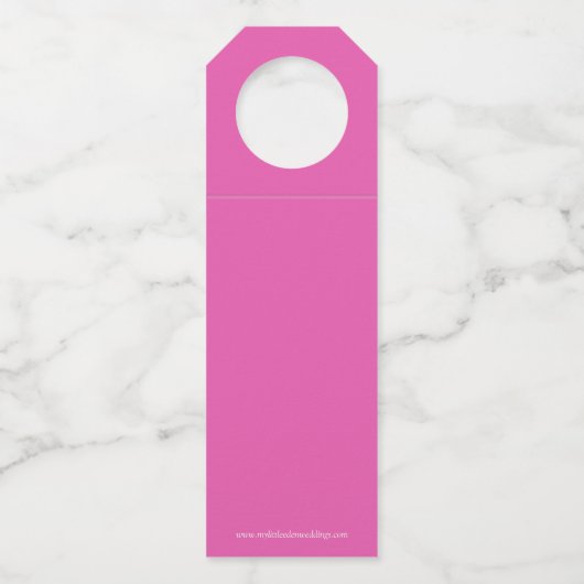 5結婚周年記念写真ピンクの宝石ハート ボトルネックタグ (裏面)