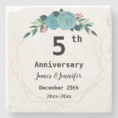 5結婚周年記念名前をカスタムする ストーンコースター (正面)