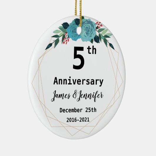 5結婚周年記念名前をカスタムする セラミックオーナメント (右)