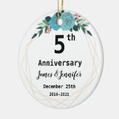 5結婚周年記念名前をカスタムする セラミックオーナメント (左)