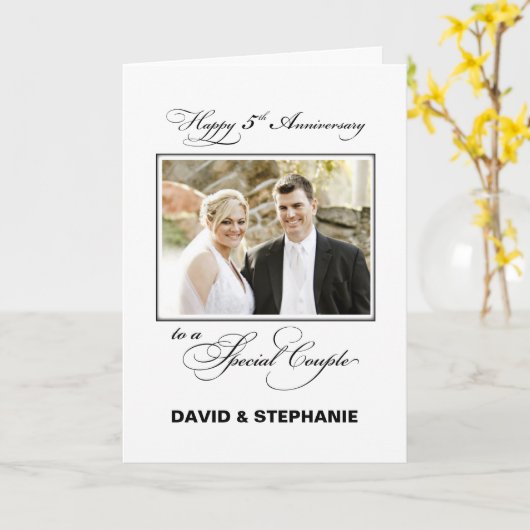 5結婚周年記念名前をカスタムする/写真 カード (黄色い花)