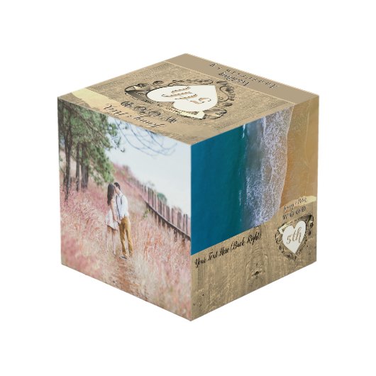 5結婚周年記念木材イメージフォトキューブ フォトキューブ (裏面アングル)