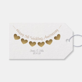 5結婚周年記念木材ハート贈り物ラベル ギフトタグ