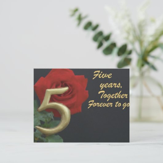 5結婚周年 カード (スタンド正面)