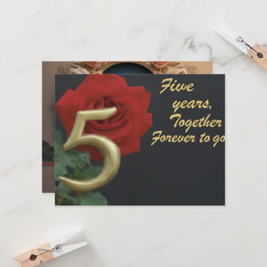 5結婚周年 カード (正面/裏面インサイチュ)