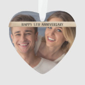 5結婚th Anniversay Wood Anniversary写真 オーナメント (裏面)