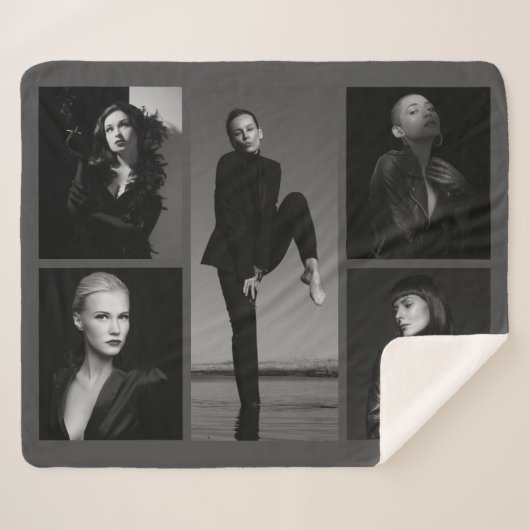 5編集可能なフォトコラージュ シェルパブランケット (正面(横))