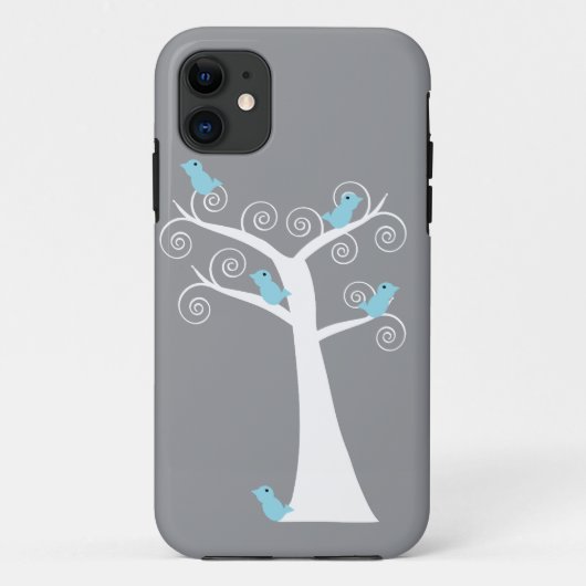 5羽の青い鳥が木の箱に Case-Mate iPhoneケース (裏面)