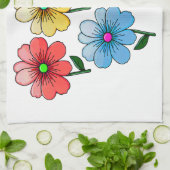 5色の花デザイン キッチンタオル (折り畳み)