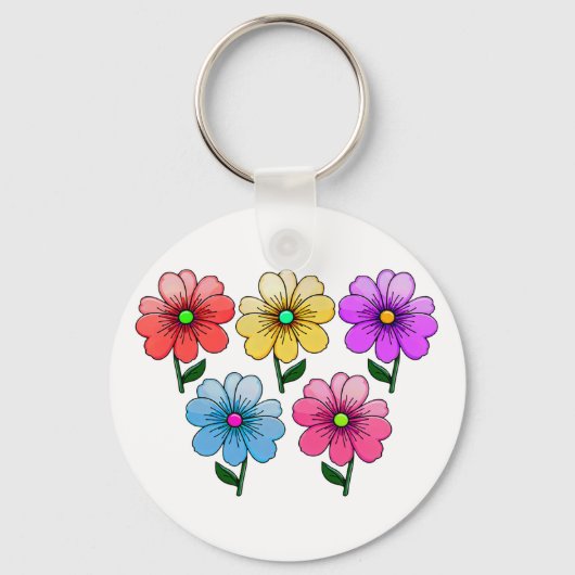 5色の花デザイン キーホルダー (正面)