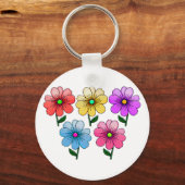 5色の花デザイン キーホルダー (正面)