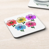 5色の花デザイン コースター (左側)