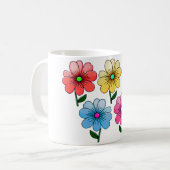 5色の花デザイン コーヒーマグカップ (正面左)