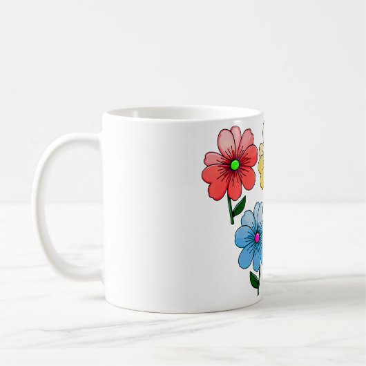 5色の花デザイン コーヒーマグカップ (左)