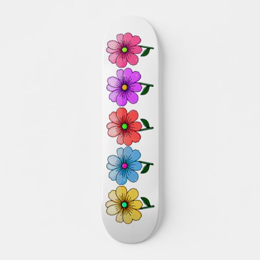 5色の花デザイン スケートボード (正面)
