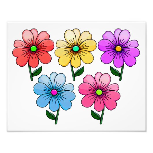 5色の花デザイン フォトプリント            (正面)