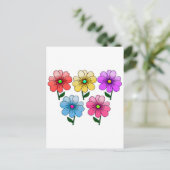 5色の花デザイン ポストカード (スタンド正面)