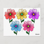 5色の花デザイン ポストカード (裏面)