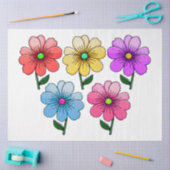 5色の花デザイン 薄葉紙 (クラフト)